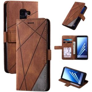 Voor Samsung Galaxy A8(2018) Skin Feel Splicing Horizontal Flip Leather Case met Holder & Card Slots & Wallet & Photo Frame(Brown)