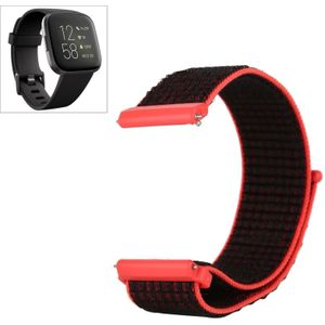 Voor Fitbit Versa / Versa 2 Nylon Watchband met Haak en Loop Fastener (Black Red)