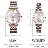 SKMEI 9198 Simple Roman Cijfer Dial Metal Riem Quartz Horloge voor Stellen (Rose Gold Men)