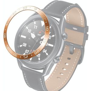 Voor Samsung Galaxy Watch 3 45mm Smart Watch Steel Bezel Ring  een versie (Rose Gold Ring White Letter)