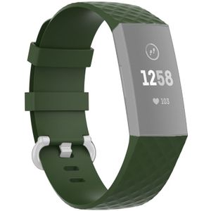 18mm Silver Color Buckle TPU Polsband horlogeband voor Fitbit Charge 4 / Charge 3 / Charge 3 SE (Olive Green)