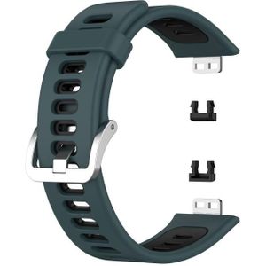 Voor Huawei Watch Fit tweekleurige siliconen vervangende riem horlogeband (olijfgroen + zwart)