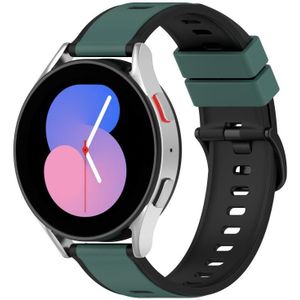 Voor Garmin Forerunner 55 22 mm tweekleurige siliconen horlogeband (olijfgroen + zwart)