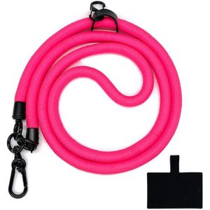 10 mm dik touw mobiele telefoon Lanyard Spacer verstelbare anti-diefstal telefoonriem (NO.2 Fluorescentie Rose Red)