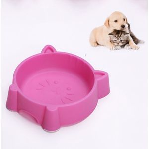 2 PCS Eco-vriendelijke Plastic Anti-slip Cat Face Bowl Pet Supplies (Roze)
