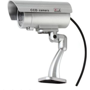Waterdichte dummy CCTV-camera met knipperende LED voor realistisch zoeken naar beveiligings alarm (zilver)