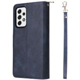For Samsung Galaxy A53 5G 9 Card Slots Zipper Wallet Bag Leather Phone Case(Blue)