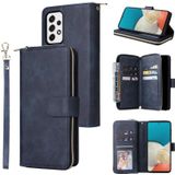 For Samsung Galaxy A53 5G 9 Card Slots Zipper Wallet Bag Leather Phone Case(Blue)