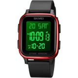 SKMEI 1858 vierkant waterdicht digitaal dubbel display LED-lichtgevend horloge