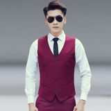 Mannen Vest Slim Koreaanse werkkleding Pak Vest Groomsmen Professional Wear Men Vest  Maat: L(Grijs )