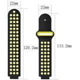 Voor Garmin Forerunner 230 tweekleurige geperforeerde ademende siliconen horlogeband (zwart + geel)