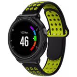 Voor Garmin Forerunner 230 tweekleurige geperforeerde ademende siliconen horlogeband (zwart + geel)