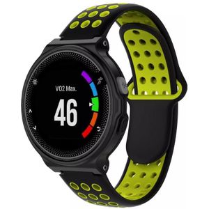 Voor Garmin Forerunner 230 tweekleurige geperforeerde ademende siliconen horlogeband (zwart + geel)