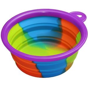 Siliconen opvouwbare outfit Portable reizen Bowl hond feeder water voedsel hond Bowl container (paars)