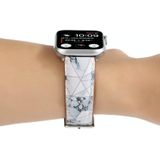 Marmeren etnische stijl bedrukte lederen horlogeband voor Apple Watch Series 6 & SE & 5 & 4 44mm / 3 & 2 & 1 42mm (Marmer Wit)