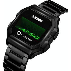 SKMEI 1650 Staalriem Versie LED Digitaal Display Elektronisch Horloge met aanraking Lichtgevende knop