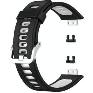 Voor Huawei Watch Fit tweekleurige siliconen vervangende riem watchband (zwart + wit)