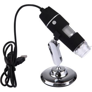 1000 x vergrootglas 0.3MP Image Sensor USB digitale microscoop met 8 LED & professionele Stand(Black)