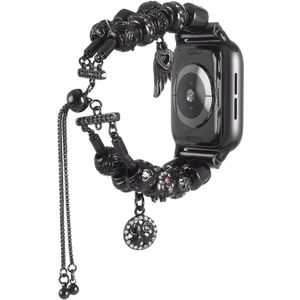 Voor Apple Watch 5 & 4 44mm / 3 & 2 & 1 42mm DIY Metal Bead Bracelet Watchband(Zwart)