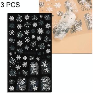 3 STKS 5D Relif Nagelstickers Kerst Sneeuwvlok Elk Nagelstickers (5D-K121)