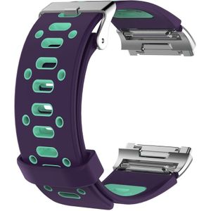 Voor Fitbit Ionic Two-tone Siliconen Vervanging Polsband Watchband met Buckle & Connector (Paars + Groen)