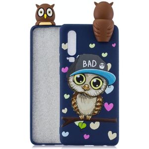 Voor Huawei P30 Schokbestendige Cartoon TPU Beschermhoes (Blauwe Uil)