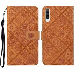 Voor Samsung Galaxy A70 Ethnic Style Embossed Pattern Horizontal Flip Leather Case met Holder & Card Slots & Wallet & Lanyard(Brown)