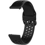 20mm voor Huami Amazfit GTS / Samsung Galaxy Watch Active 2 / Huawei Watch GT2 42MM Ademende poreuze band met binnenste gesp (Zwart)