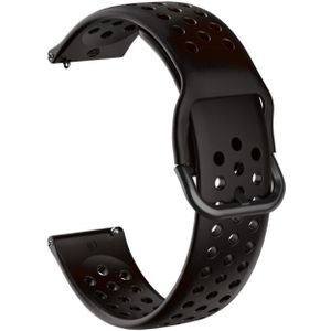 20mm voor Huami Amazfit GTS / Samsung Galaxy Watch Active 2 / Huawei Watch GT2 42MM Ademende poreuze band met binnenste gesp (Zwart)