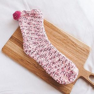 3 paren kerst vrouwen pluizige sokken warme winter gezellige lounge sokken (roze)