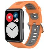 Voor Huawei Watch Fit Nieuwe tweekleurige siliconen horlogeband (oranje + grijs)