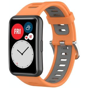 Voor Huawei Watch Fit Nieuwe tweekleurige siliconen horlogeband (oranje + grijs)