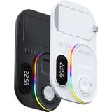 A06 3 in 1 Wireless Charger Fast Charging RGB Atmosphere Light with Clock For Smart Phone & iWatch & AirPods(Black)