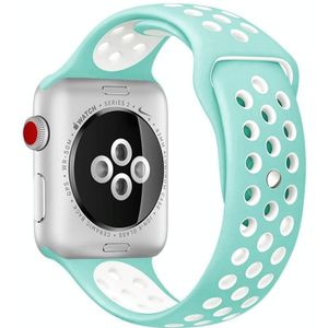 Voor Apple Watch Series 6 & SE & 5 & 4 44mm / 3 & 2 & 1 42mm Modieuze Klassieke Silicone Sport Watchband (Wit Groen)