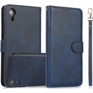 Calf Texture 2 in 1 Detachable Magnetic Back Cover Horizontal Flip Leather Case with Holder & Card Slots & Wallet & Photo Frame For iPhone XR(Blue)