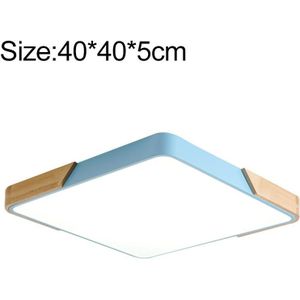 Wood Macaron LED Square Ceiling Lamp  Stepless Dimming  Size:40cm(Blue)