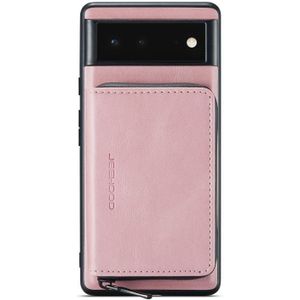 Voor Google Pixel 6 Jeehood Magnetic Rits Horizontale Flip Phone Lederen Case (Pink)