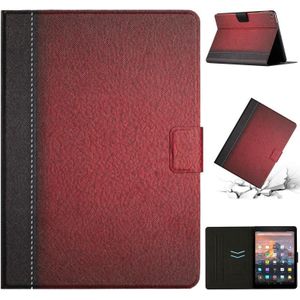 Voor Amazon Kindle Fire HD 10 2015 Stitching Effen Kleur Smart Leather Tablet Case (Rood)
