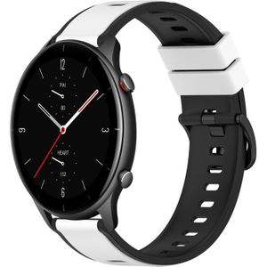 Voor Amazfit GTR 2e 22 mm tweekleurige siliconen horlogeband (wit + zwart)