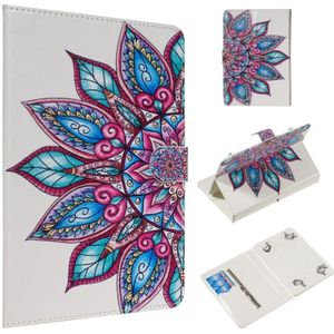 Voor 10 inch universele Tablet PC gekleurde tekening patroon horizontale Flip PU lederen draagtas met houder & kaartsleuven (halve bloem)