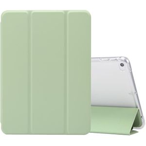 Voor iPad mini (2019) / mini 4 3-vouwend elektrisch geperste huidtextuur Horizontale flip schokbestendige transparante TPU + PU lederen hoes met houder & penslot & slaap / wake-upfunctie(groen)