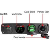 3 PCS 4-holes paneelcombinatieschakelaar Dual USB 4.2A Power Plug met voltmeter (rood licht)