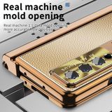 Voor Samsung Galaxy Z Fold4 Litchi Patroon Magnetische Shell Film Gentegreerde Schokbestendige Telefoon Case (Goud)