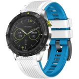 Voor Garmin Fenix 7X Twill tweekleurige siliconen horlogeband met snelle release (wit blauw)