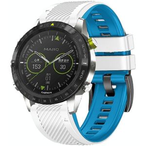 Voor Garmin Fenix 7X Twill tweekleurige siliconen horlogeband met snelle release (wit blauw)