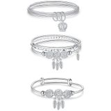 2 stks Vrouwen Gesloten Solid Drie Ringen Armband  Grootte: Z103 56mm