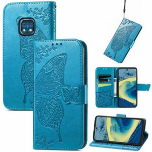 Butterfly Love Flowers Relif Horizontale Flip Leren Case met Houder & Card Slots & Wallet & Lanyard voor Nokia XR20