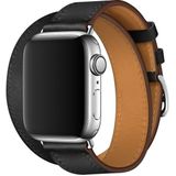 Voor Apple Watch 3/2/1 generatie 38mm universele lederen dubbele-lus strap (grijs)