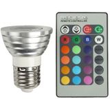 E27 3W RGB LED gloeilamp met afstandsbediening  AC 85-265V  lichtstroom Flash: 240-270lm