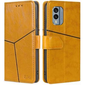 Voor Nokia X30 5G Geometrische Stiksels Horizontale Flip Lederen Telefoonhoes (Geel)